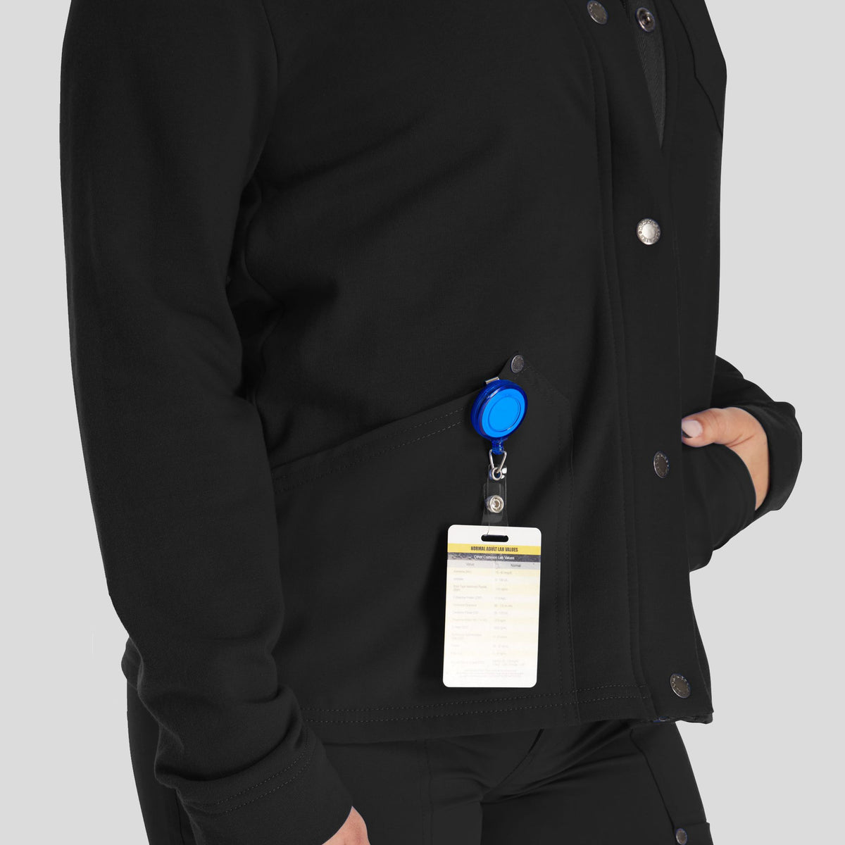 Women's Zip Front Fleece Scrub Jacket | Black