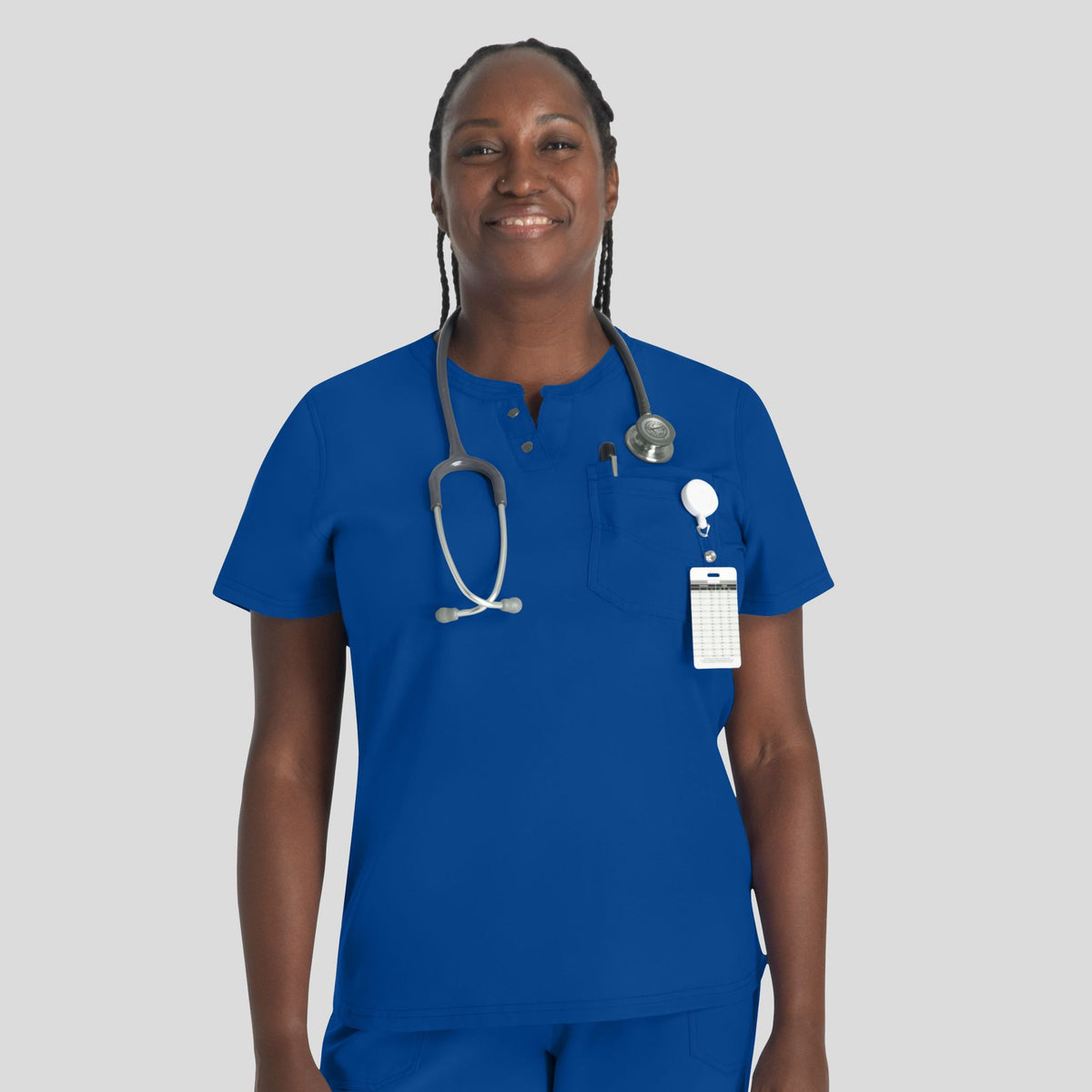Women's Round Neck Henley Scrub Top | Galaxy