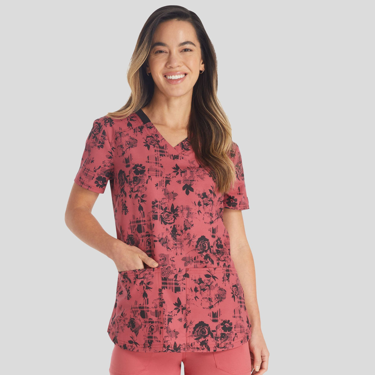 Grunge N Roses Print Top