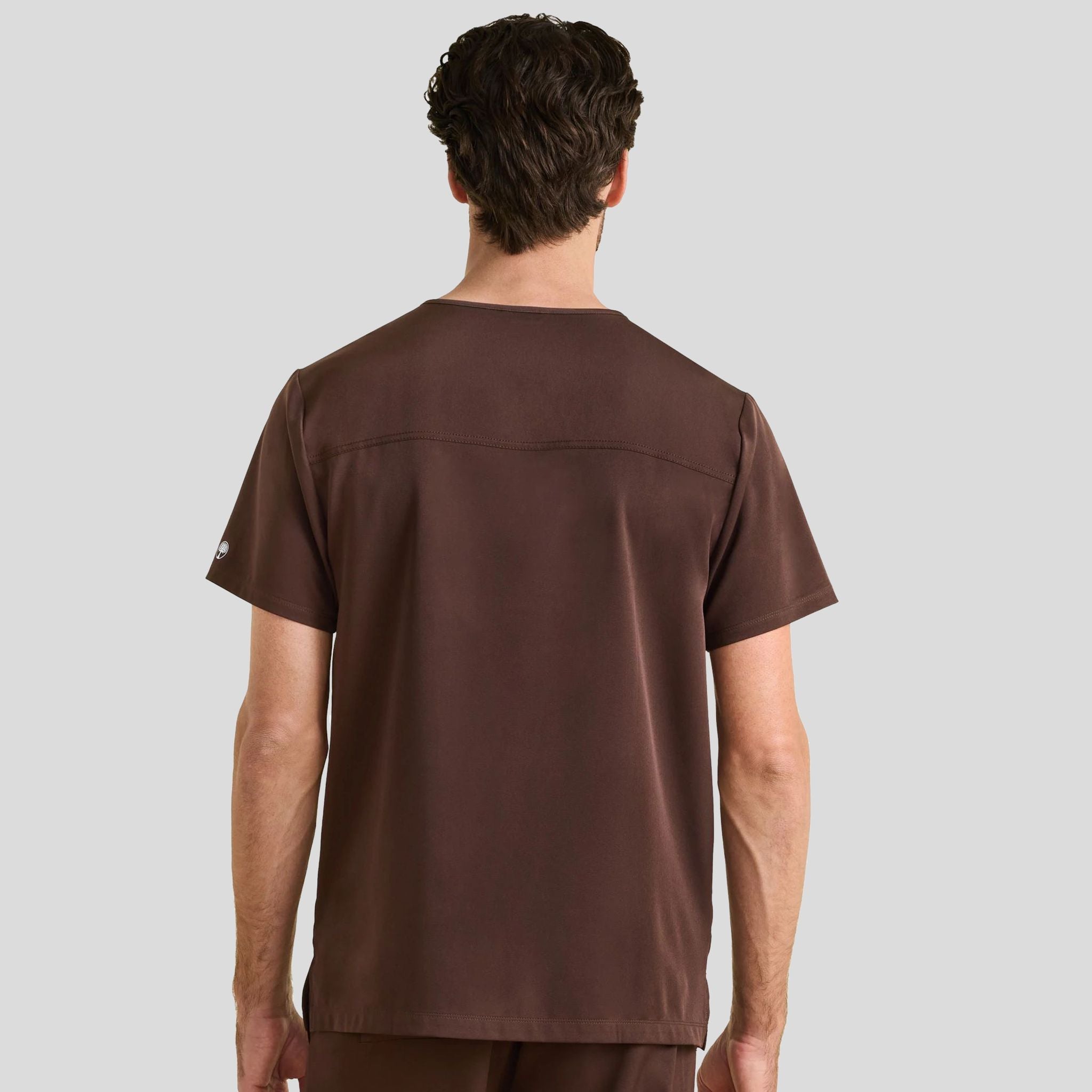 Men's Matthew V-Neck Solid Scrub Top | Dark Chocolate