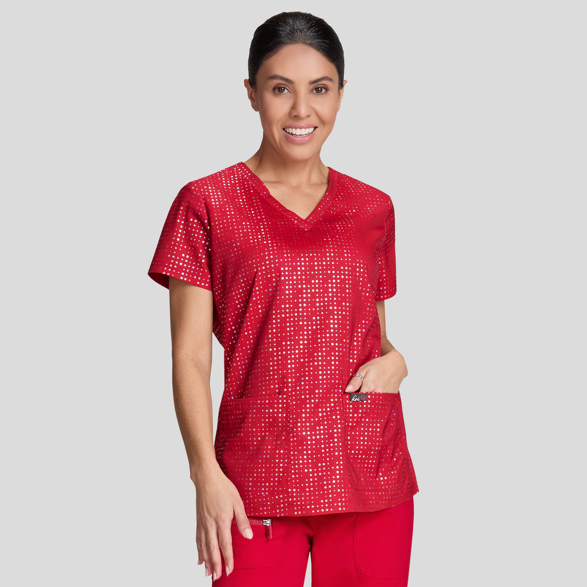 Velora Top | Iridescent Dot Ruby
