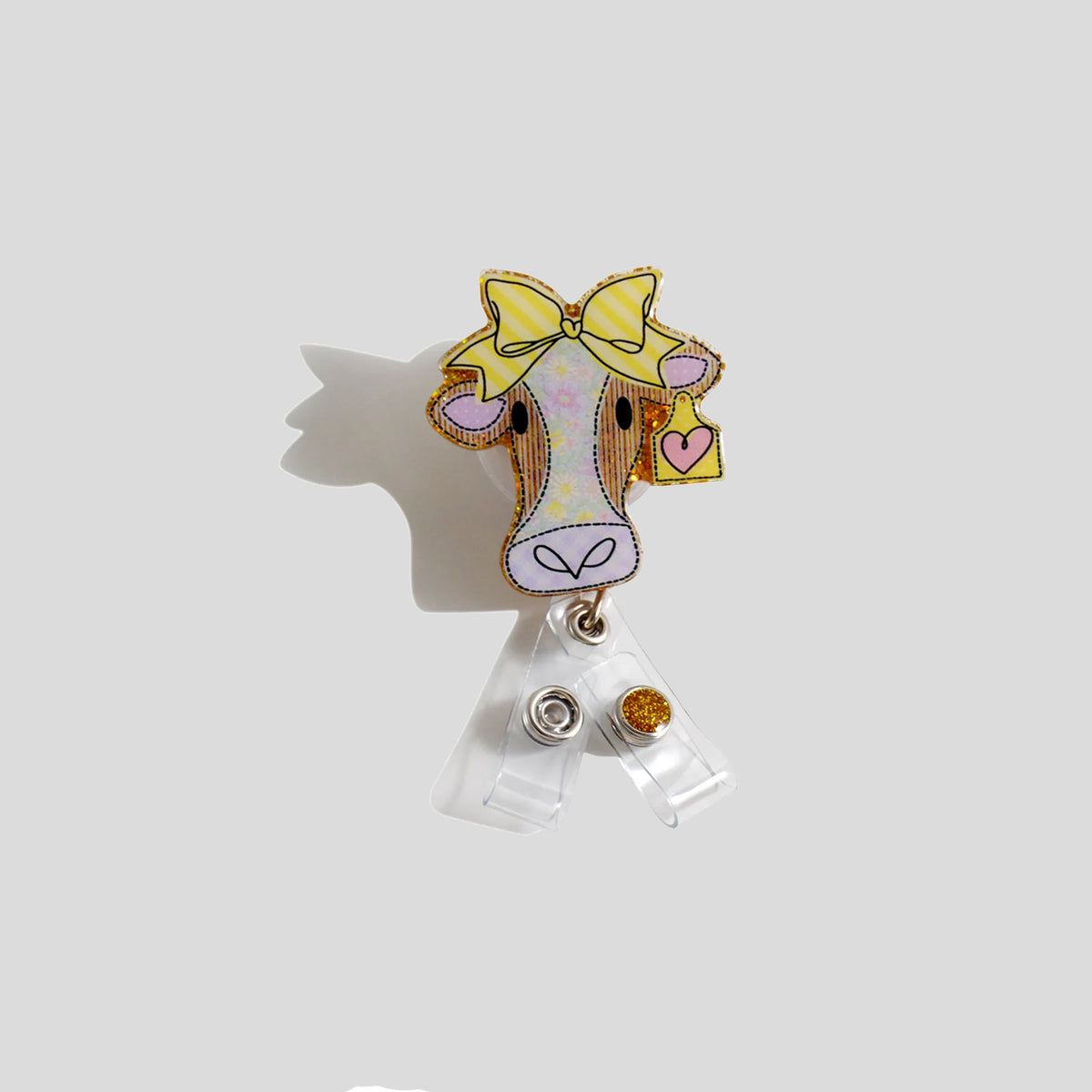Glitterific Cow Badge Holder