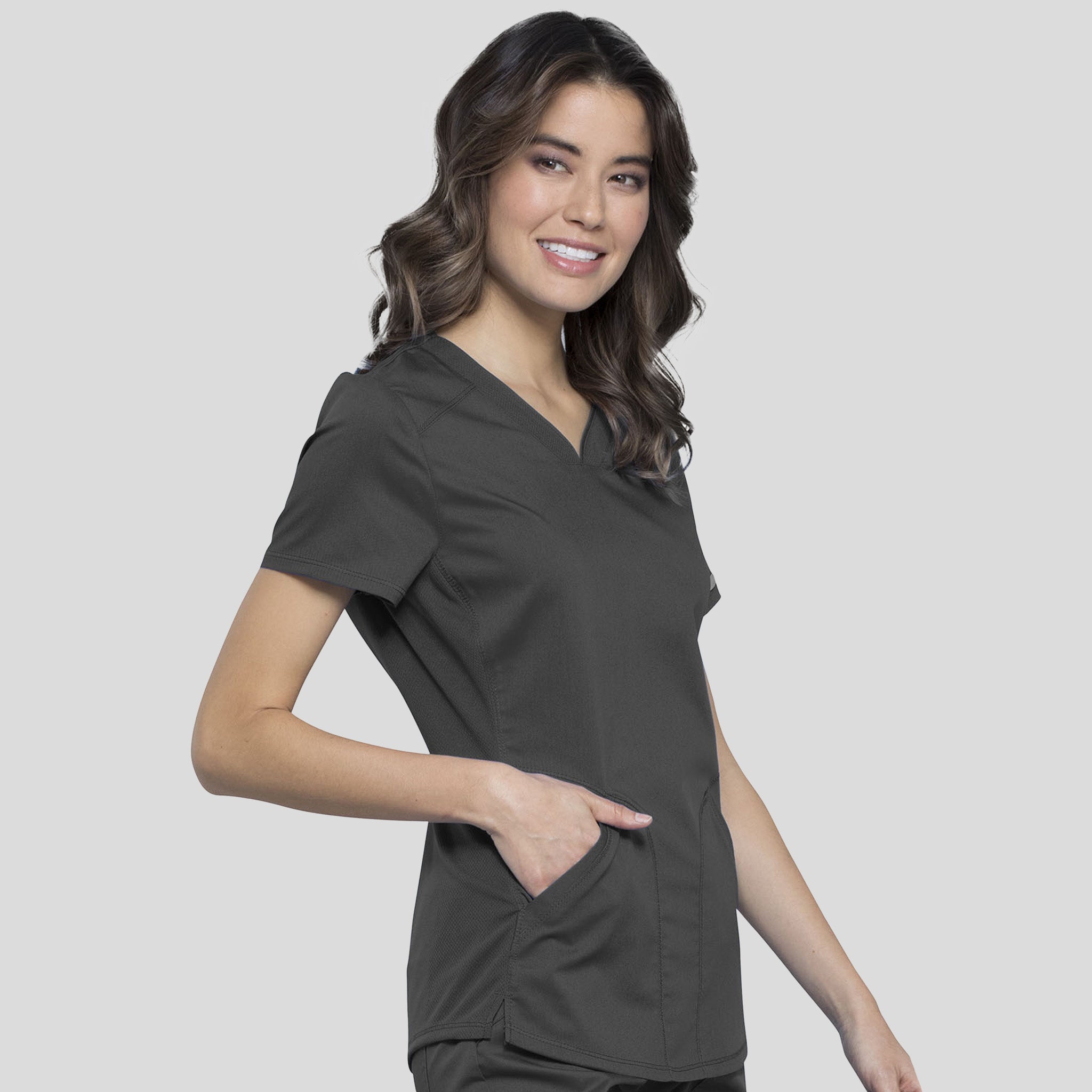 2-Pocket Sweetheart V-Neck | Pewter