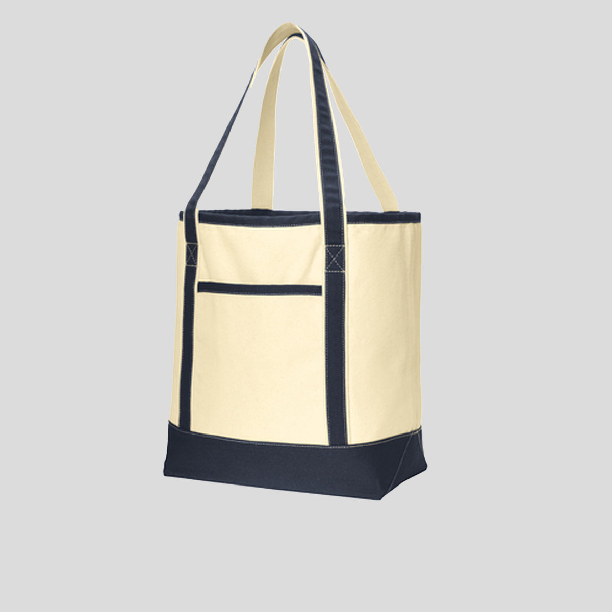 Large Cotton Canvas Tote | Natural/Navy