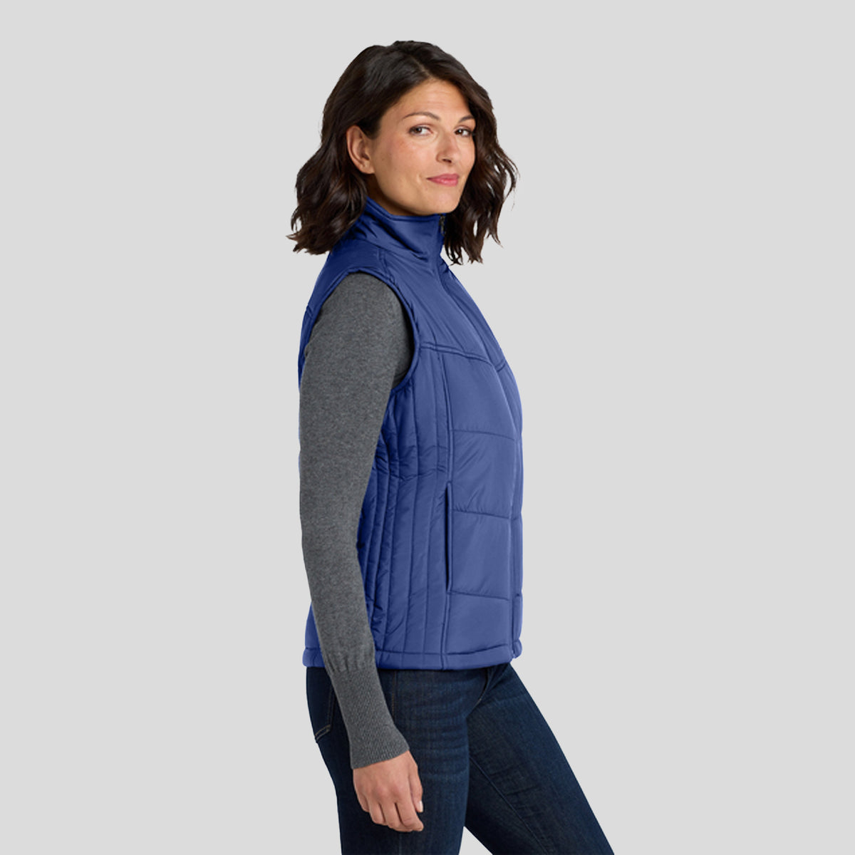 Women's Puffy Vest | Mediterranean Blue/Black