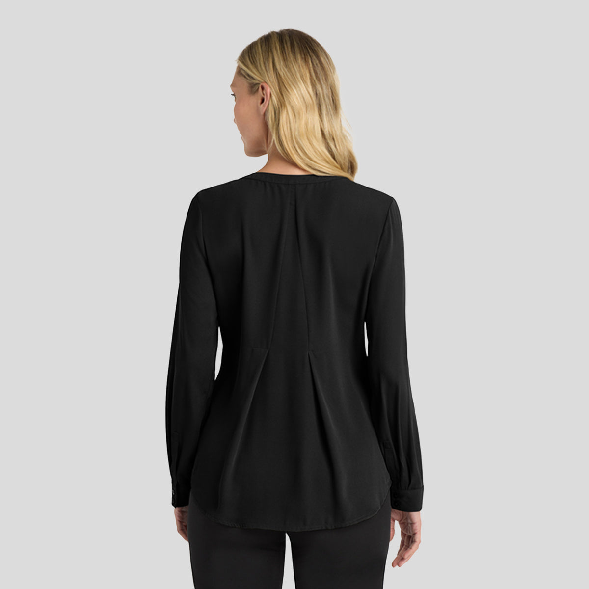 Women's Long Sleeve Button-Front Blouse | Black