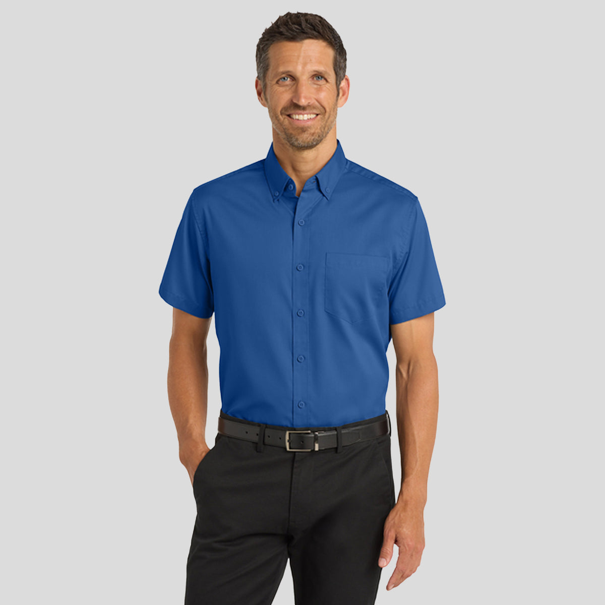 Men's Short Sleeve SuperProβ’ Twill Shirt | True Blue