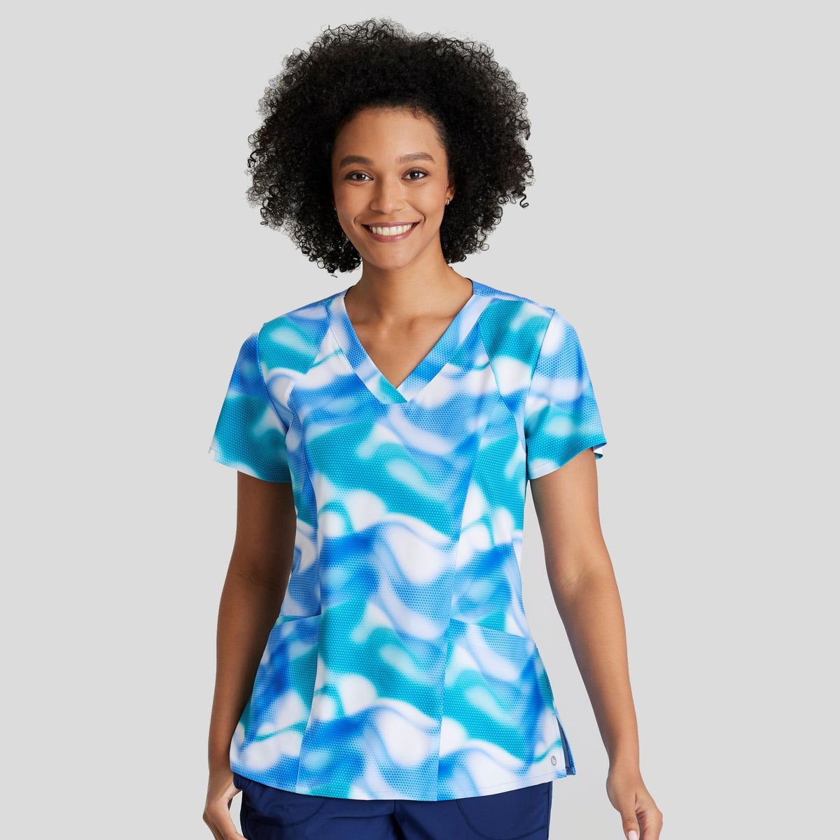 Thrive Print Top | Azure Waves
