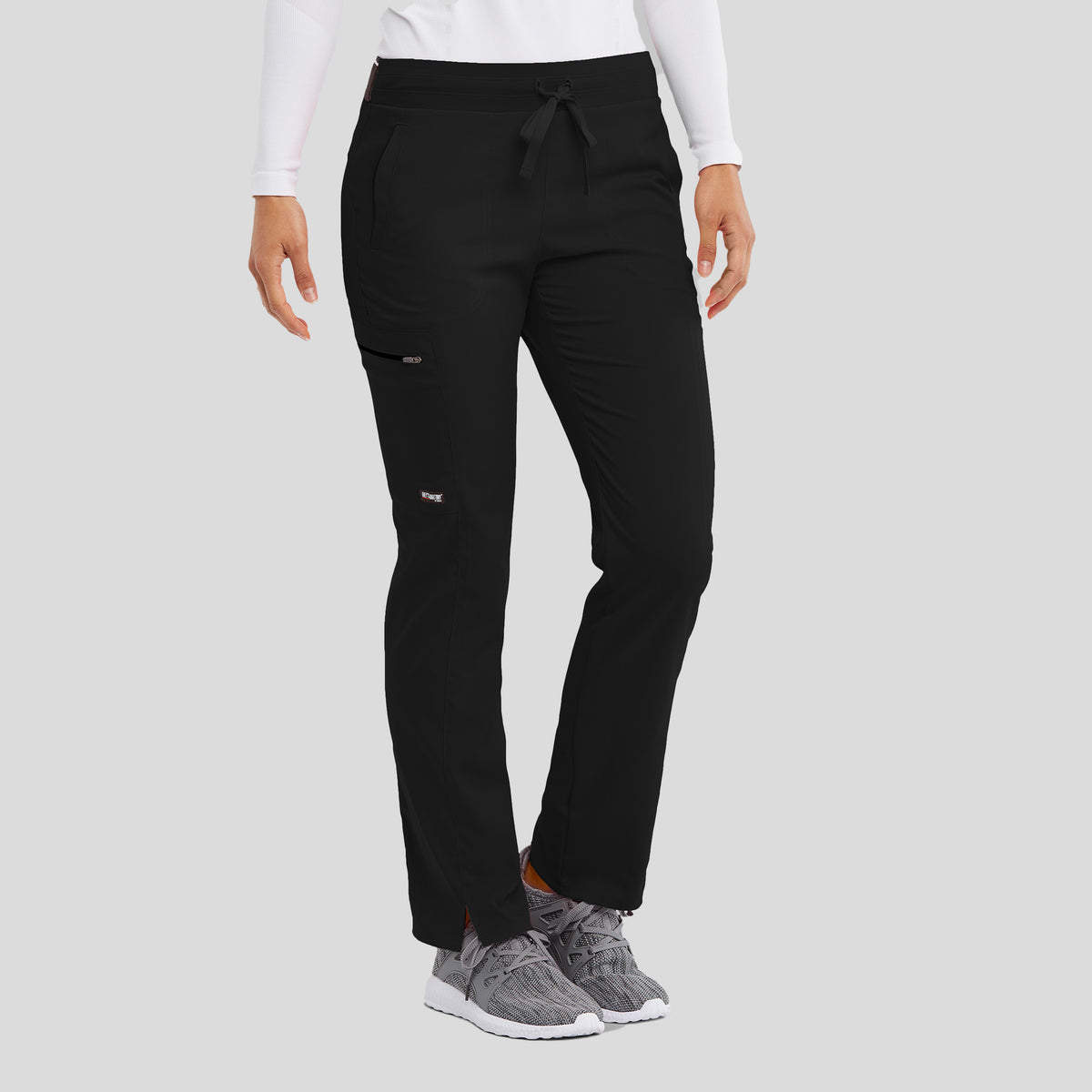 Kim 3-Pocket Mid-Rise Straight Leg Scrub Pant | Black