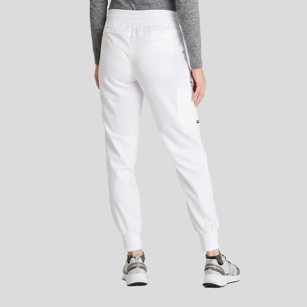 Eden 5-Pocket Mid-Rise Jogger Scrub Pant | White