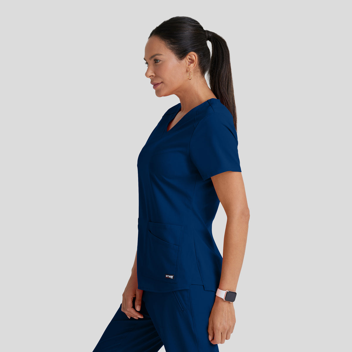 Emma 4-Pocket V-Neck Scrub Top | Navy