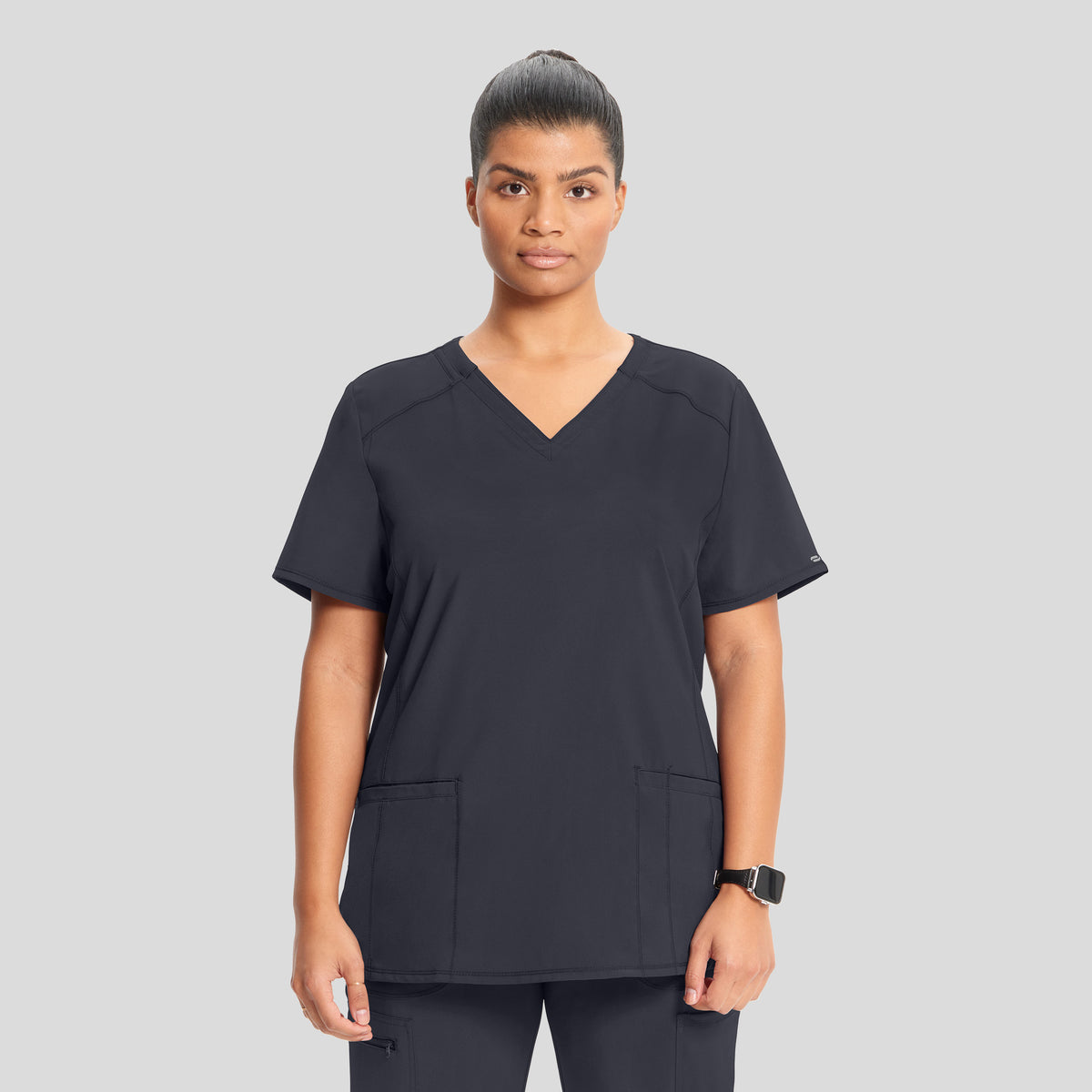 Infinity V-Neck Solid Scrub Top | Pewter