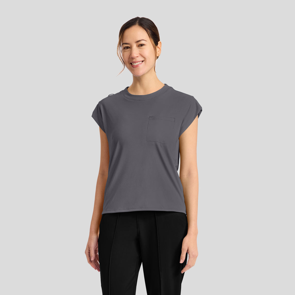 Achieve Crew Neck Scrub Top | Pewter