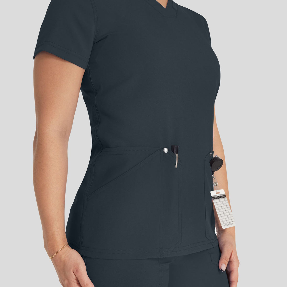 Women's V-Neck Scrub Top | Pewter