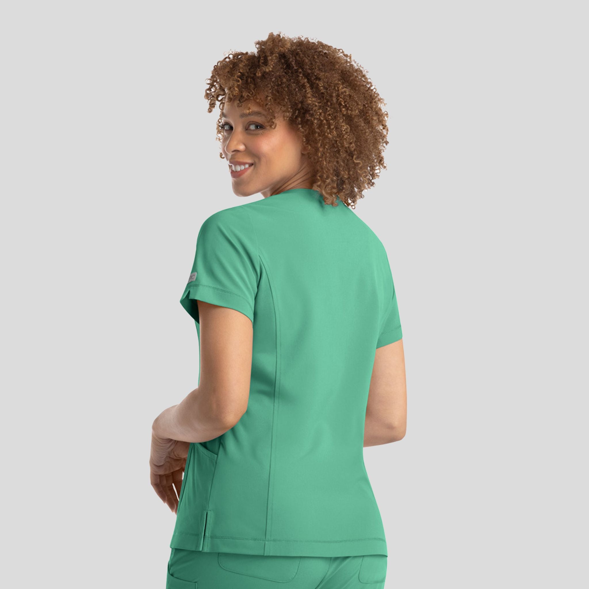 Notched Crew Neck Top | Jade