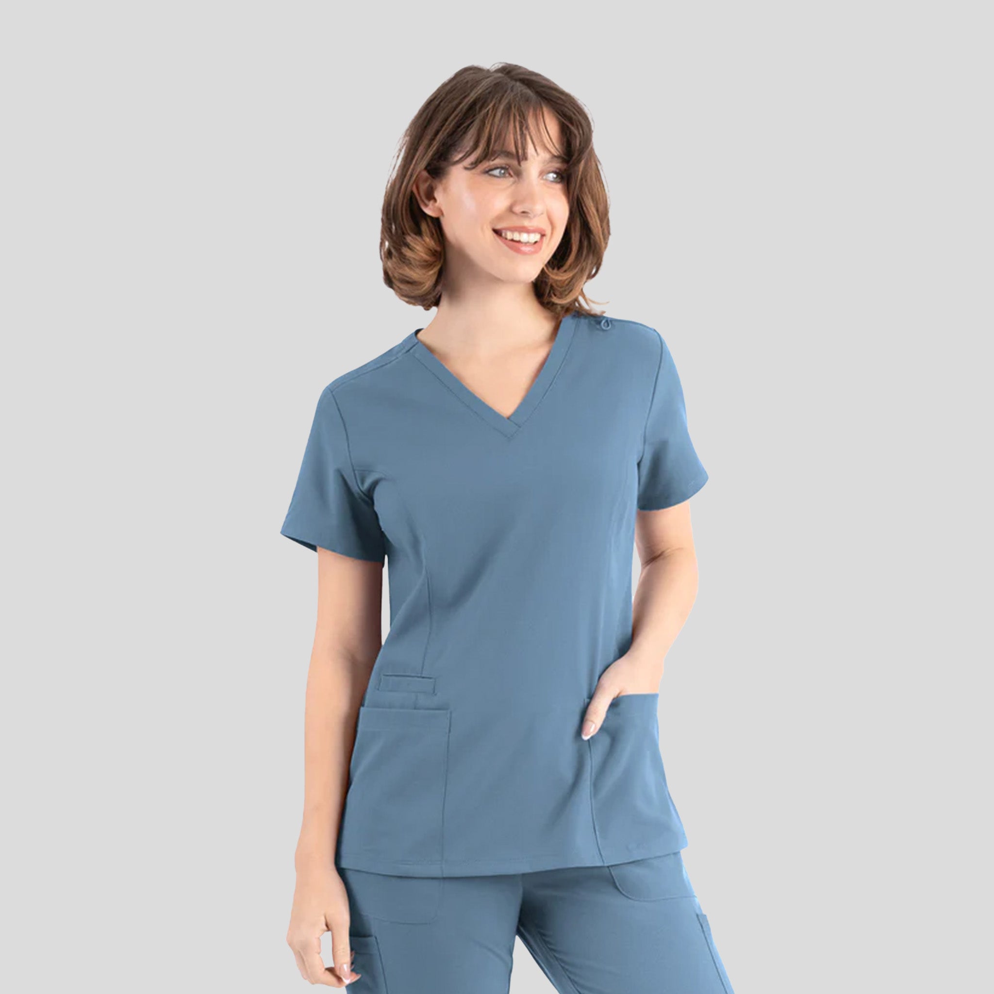 Women's Double V-neck Top | Slate Blue