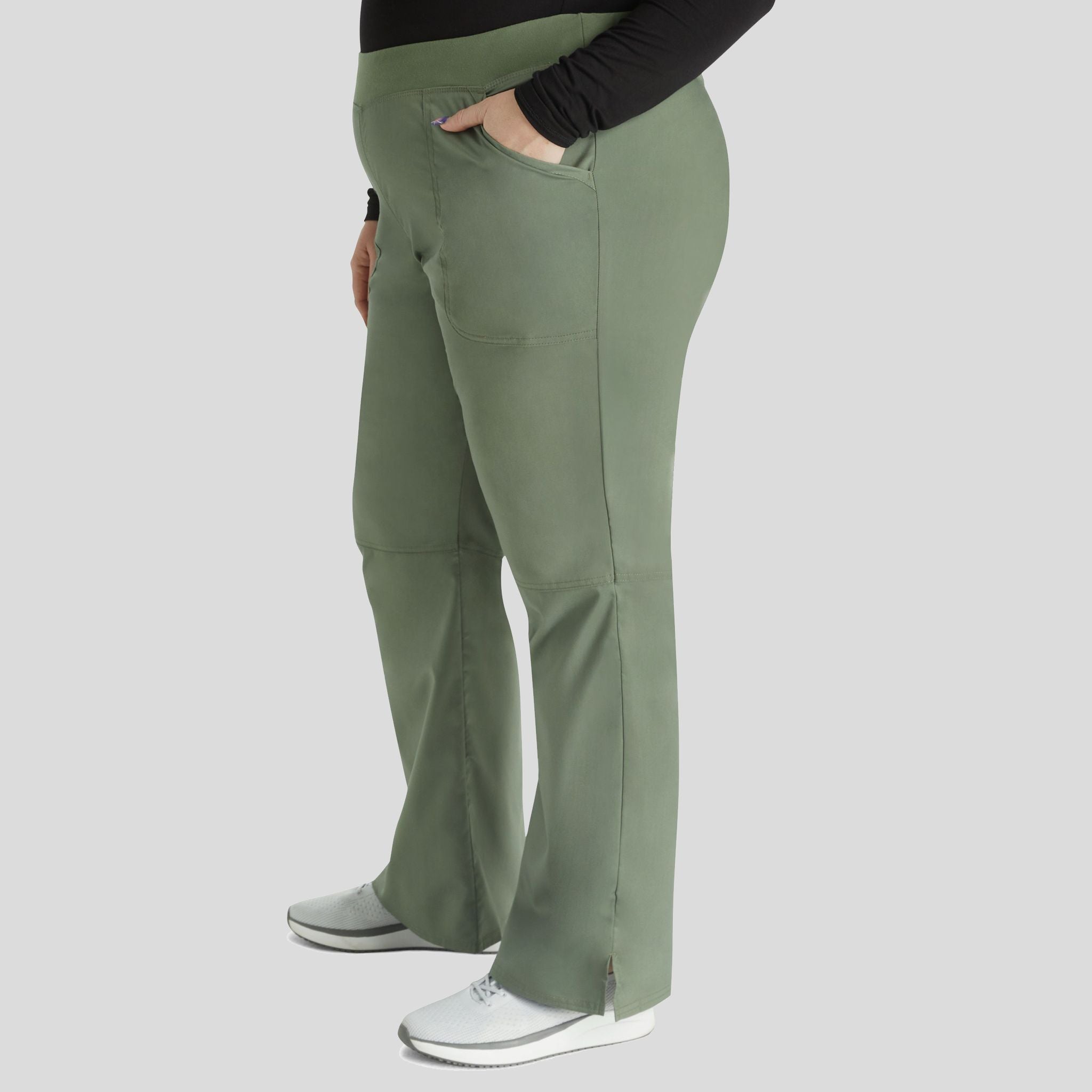 Women's Elastic Waistband Cargo Pull-On Scrub Pant | Olive