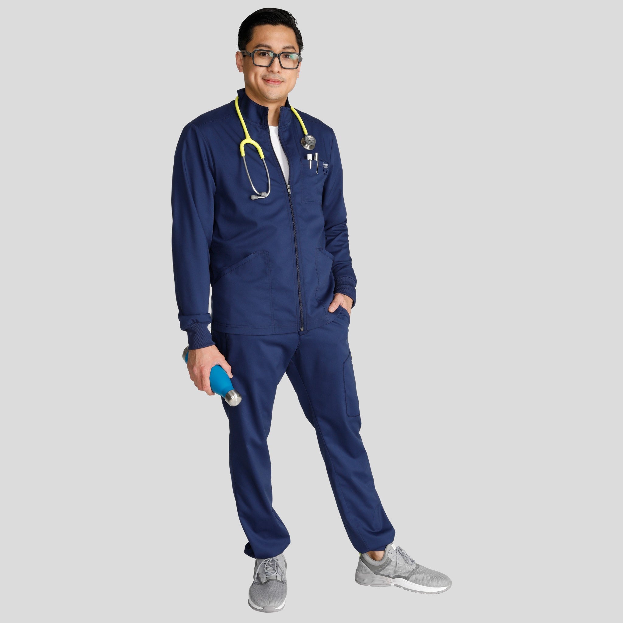 Men's Zip Front Scrub Jacket | Navy