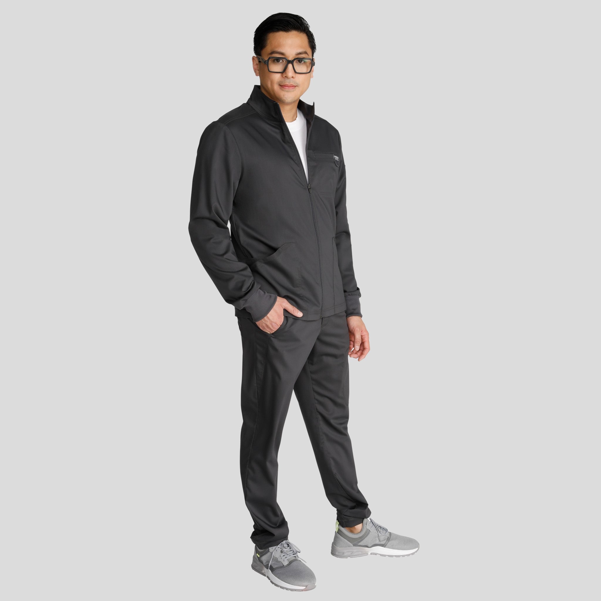 Men's Zip Front Scrub Jacket | Pewter
