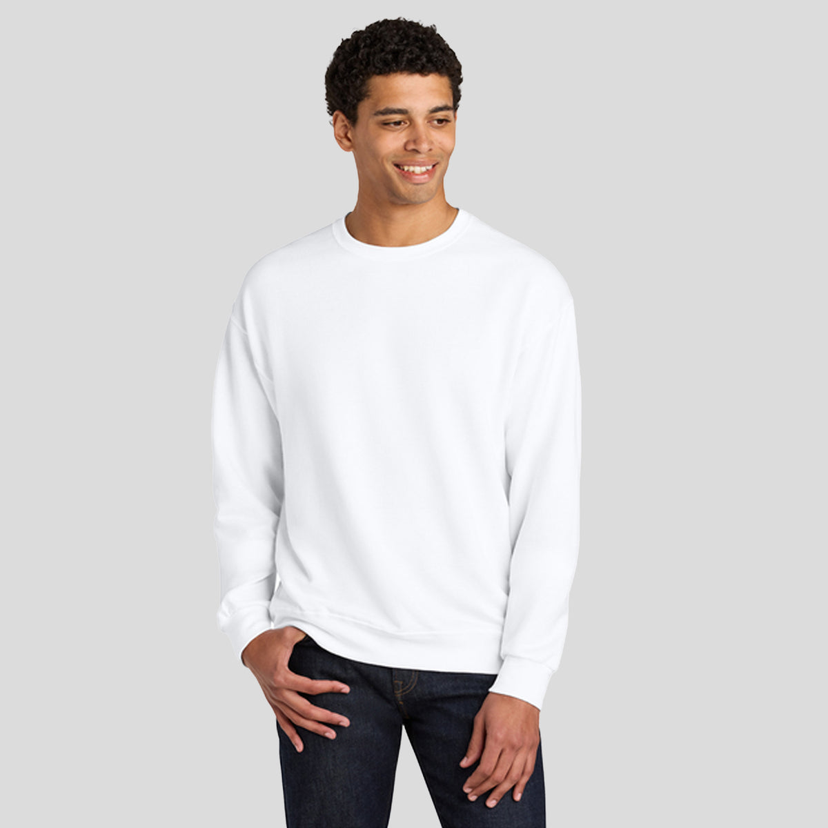 Ultimate™ Unisex CVC Ring Spun Crewneck Sweatshirt | White