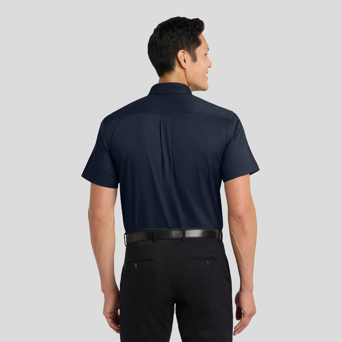 Short Sleeve Easy Care Shirt | Navy/Light Stone